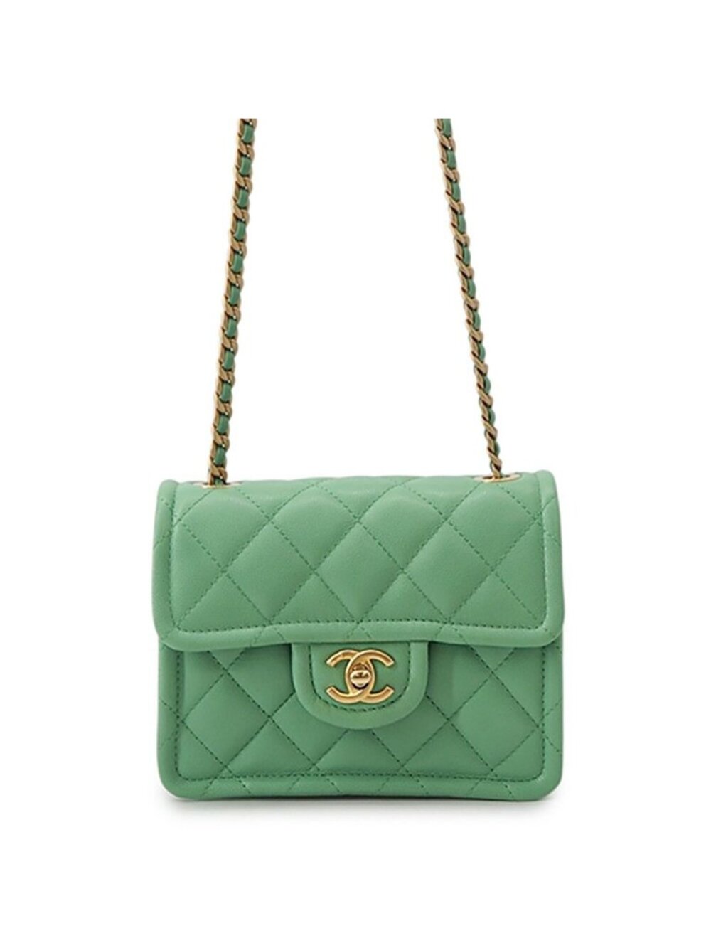 Chanel Chain Shoulder Bag Quilted CC Logo Caviar Leather
